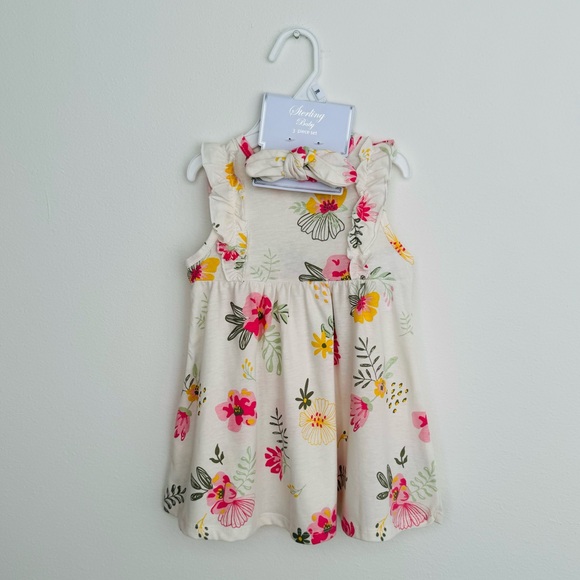 Sterling Baby Tropical Floral Dress & Headband Set Size 24 Months NWT - Picture 2 of 14